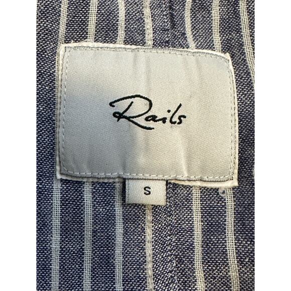 Rails Blue White Stripes Tie-Front Long Sleeves Top Terrenas Blouse size Small - Picture 3 of 10